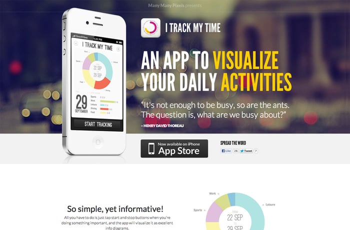 iTrackMyTime iPhone App website preview