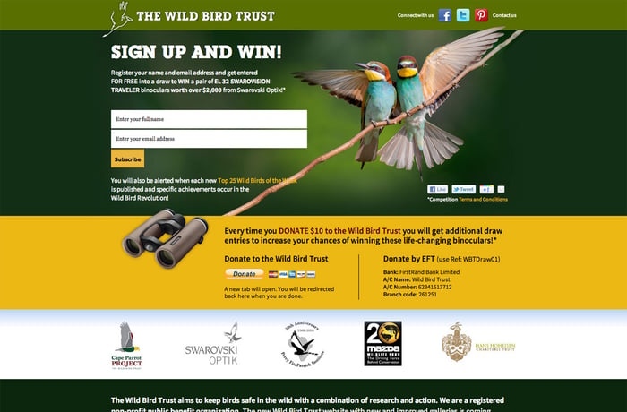 Wild Bird Trust website preview