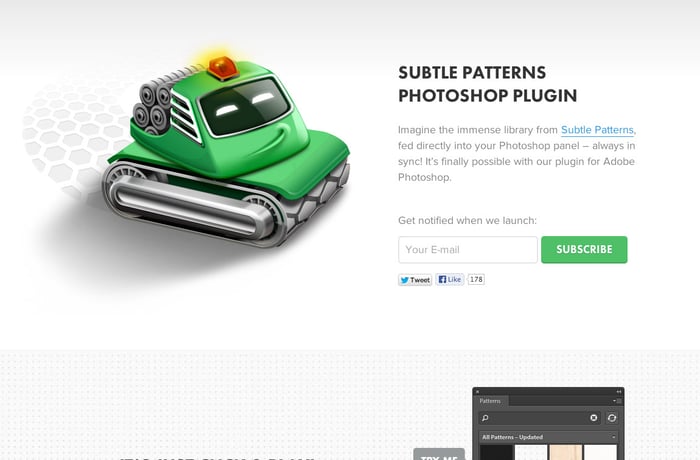 Subtle Patterns Photoshop plugin website preview