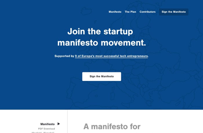 Startup Europe website preview