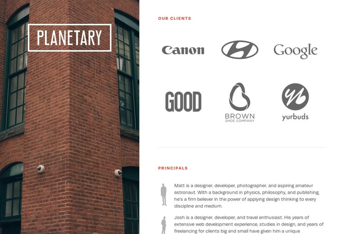 Planetary website preview
