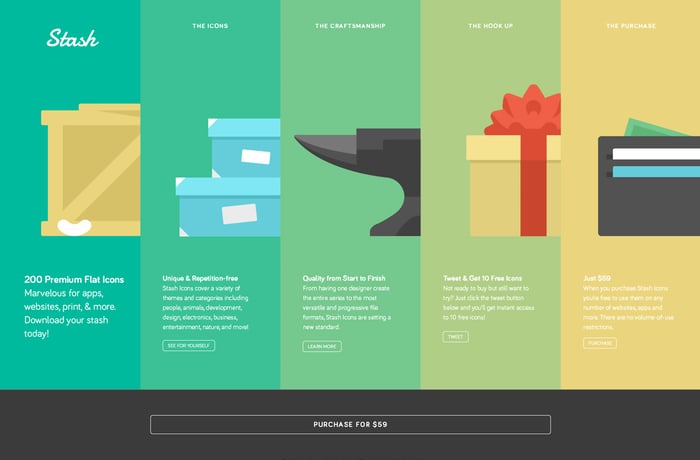 Stash Flat Icons website preview