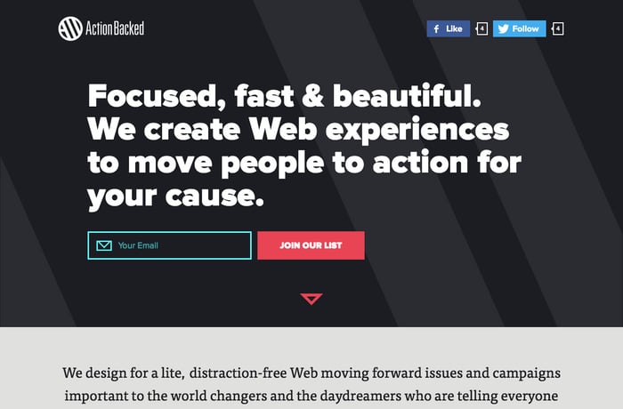Action Backed website preview