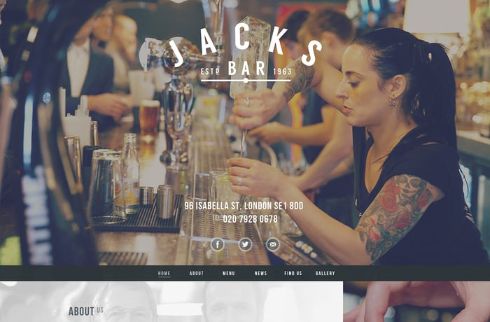 Jacks Bar website preview