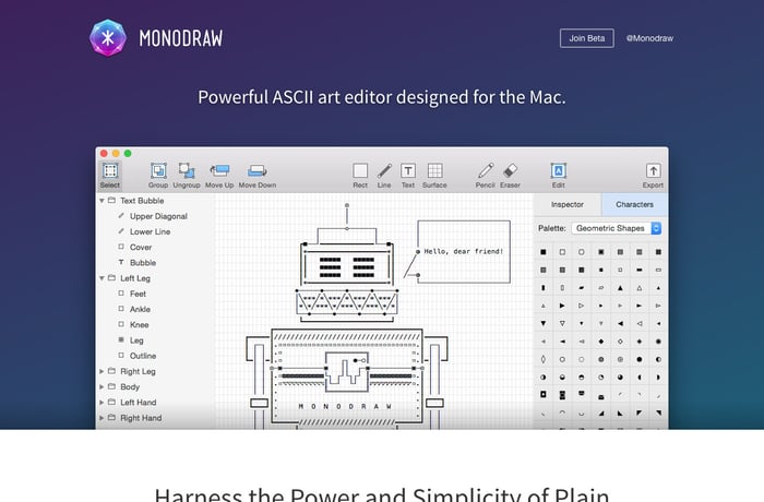 Monodraw website preview