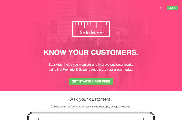 SatisMeter website preview