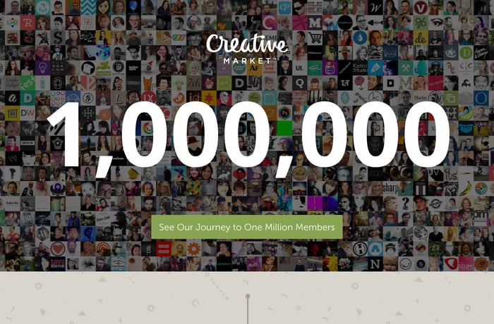 One Million Members – Creative Market website preview