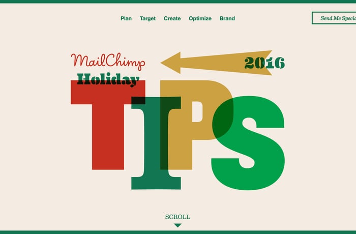 MailChimp Holiday Tips 2016 website preview