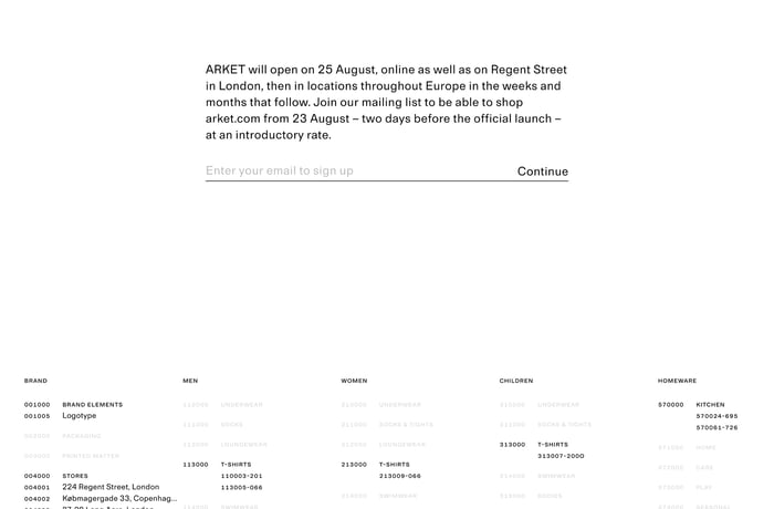 ARKET website preview