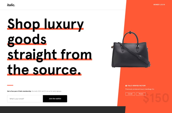Italic website preview