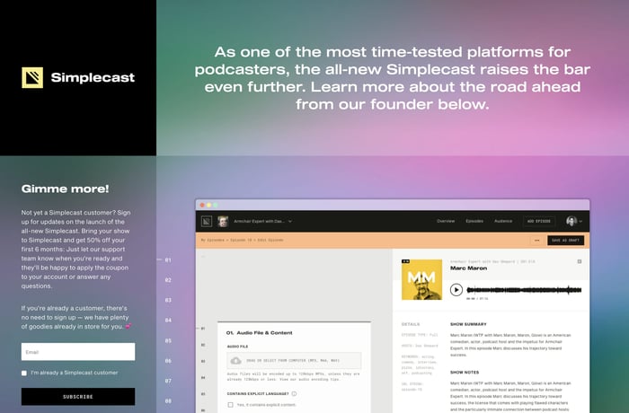 Simplecast 2.0 website preview