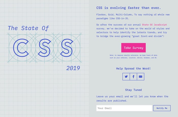 The State of CSS Survey 2019 website preview