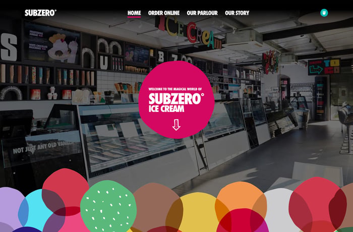 Subzero Ice Cream website preview