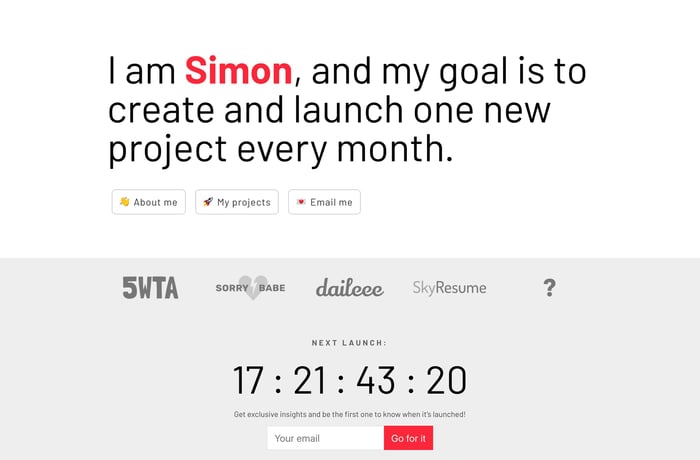 A Project a Month – Simon Rahm website preview