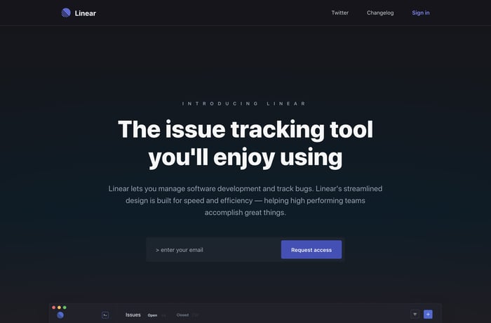 Linear website preview