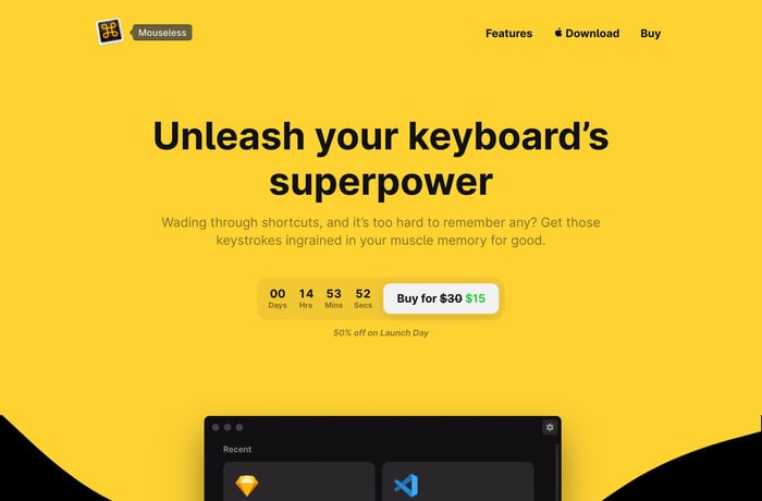 Mouseless website preview