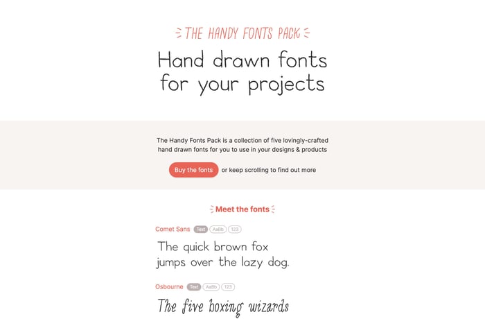 Handy Fonts website preview