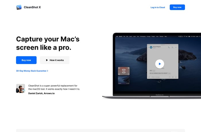 CleanShot X website preview