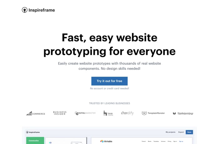 Inspireframe website preview