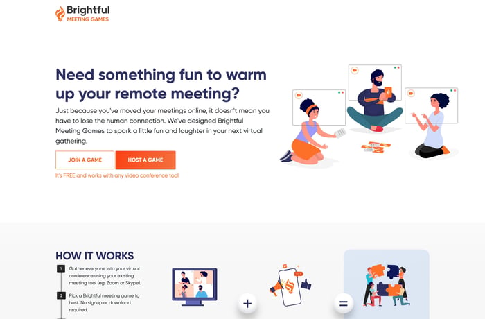 Brightful Meeting Games website preview