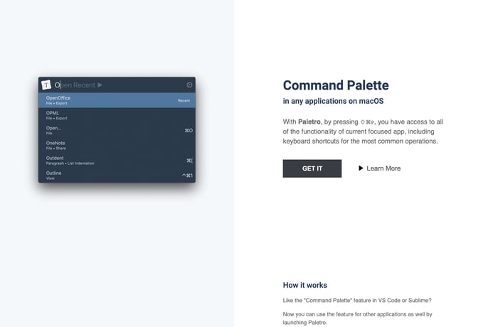 Paletro website preview