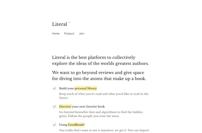 Literal website preview
