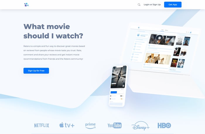 Raters website preview