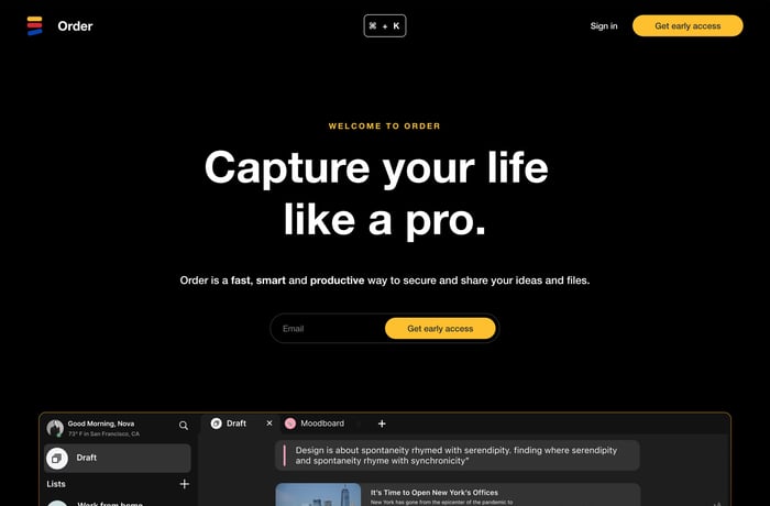 Order website preview
