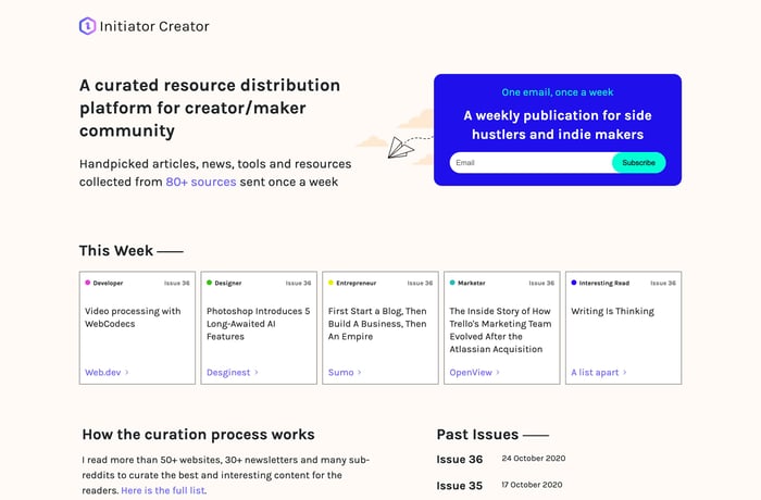 Initiator Creator website preview