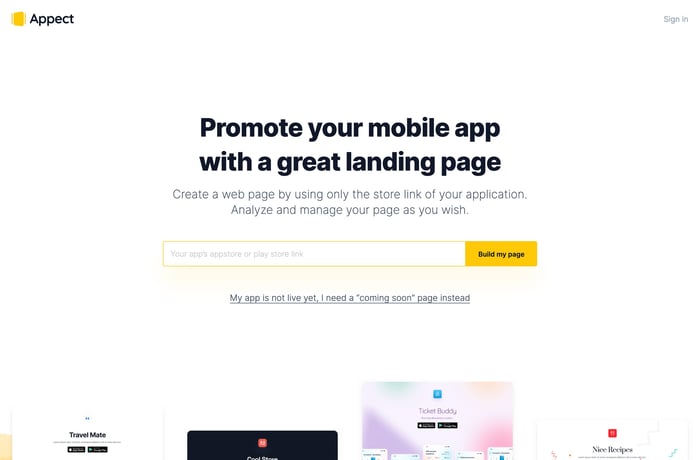Appect website preview