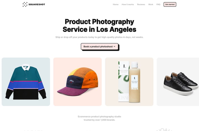 Squareshot Product Photography website preview