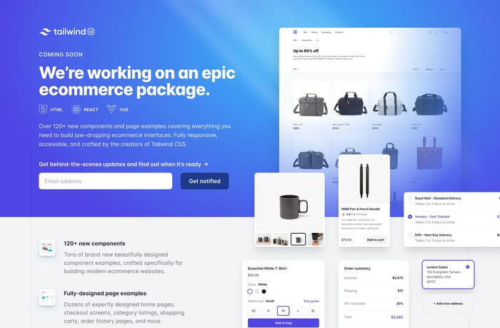 Tailwind UI Ecommerce website preview