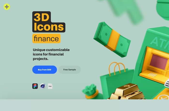 3D Finance Icons website preview