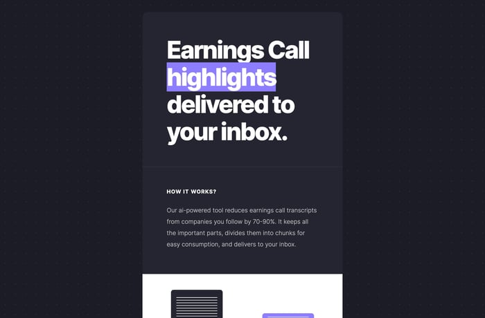 Earnings Call website preview