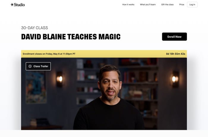 Studio + David Blaine: Magic website preview