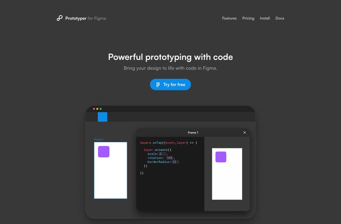 Prototyper for Figma website preview