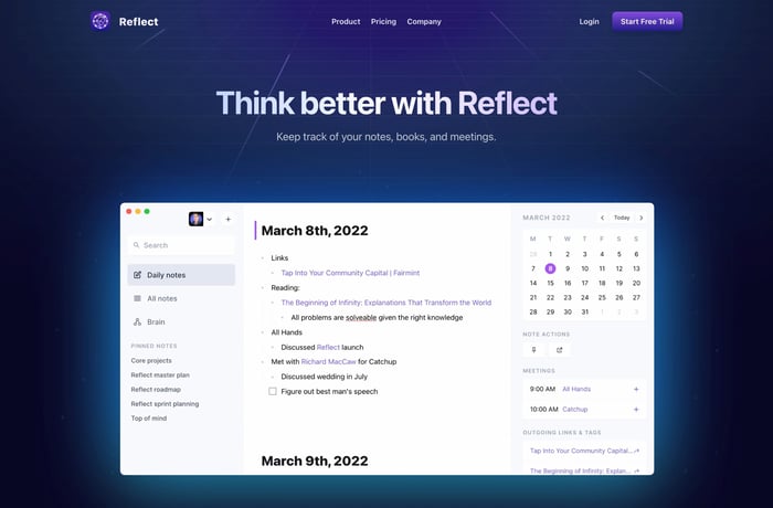 Reflect website preview