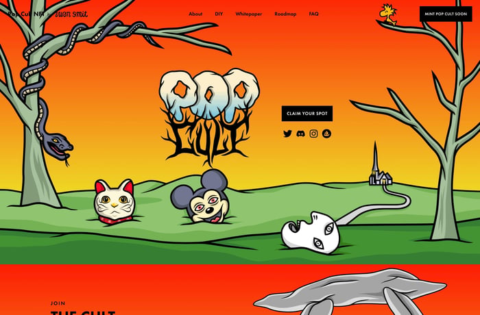 Pop Cult NFT website preview
