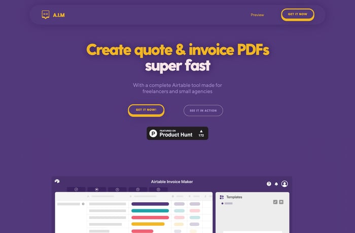 Airtable Invoice Maker website preview