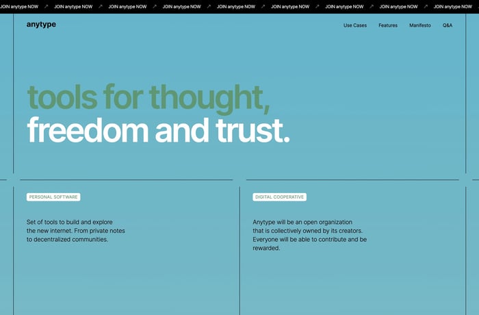 Anytype website preview