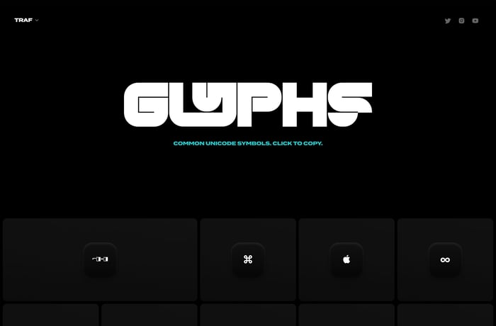 Glyphs by Traf website preview
