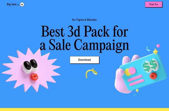 Device Mockup section on Big 3D Sale | One Page Love