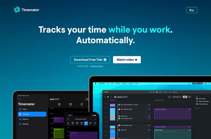 Timemator v2 website preview
