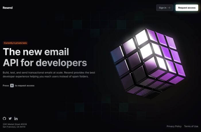 Resend website preview
