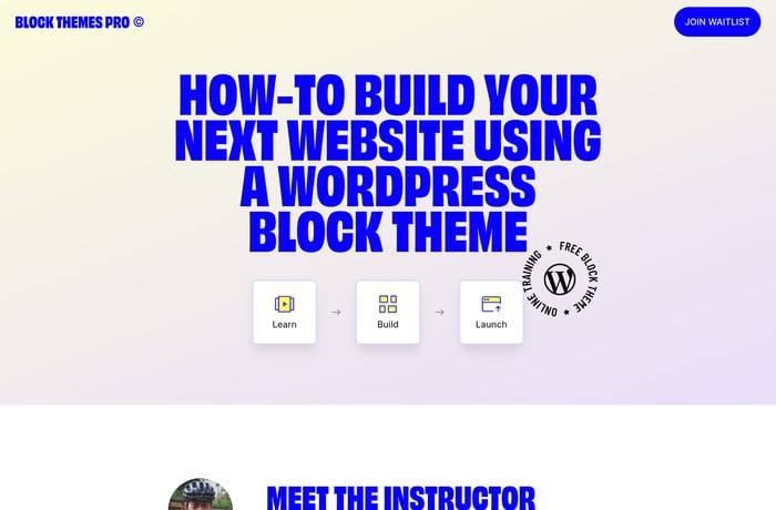 Block Themes Pro Course website preview