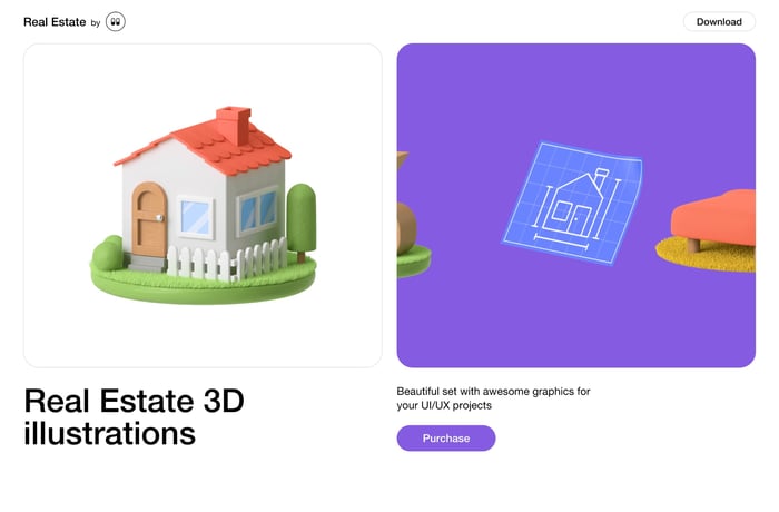 Real Estate 3D illustrations website preview