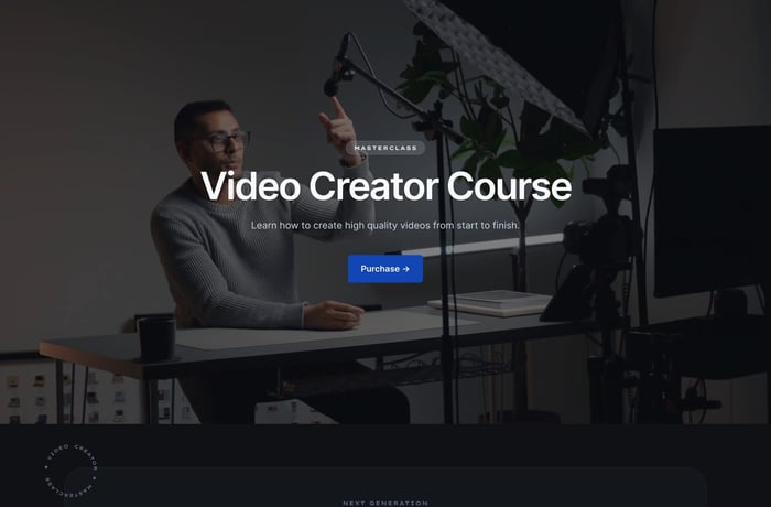 Video Creator Course website preview