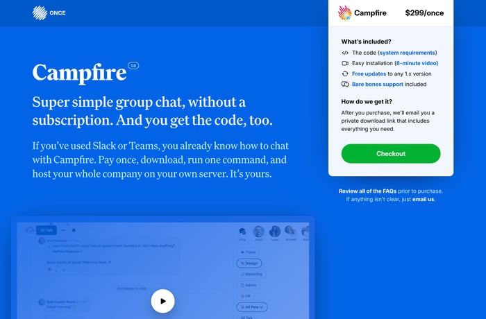 Campfire website preview