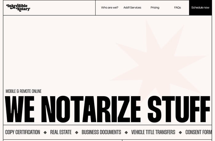 Inkredible Notary website preview