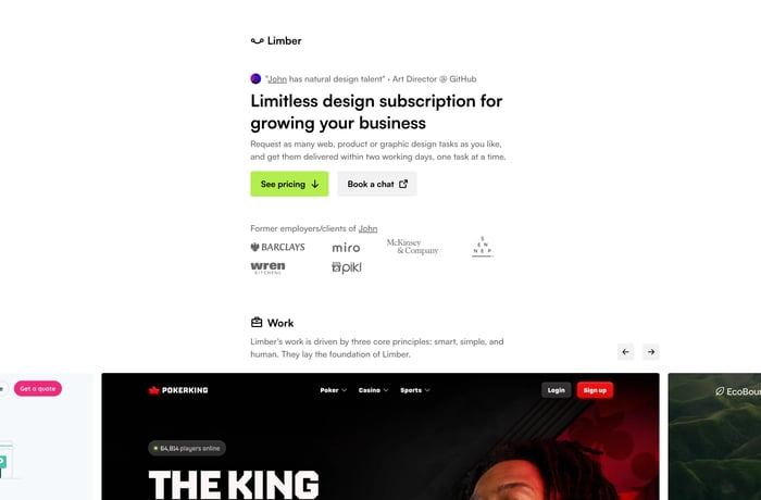 Limber website preview